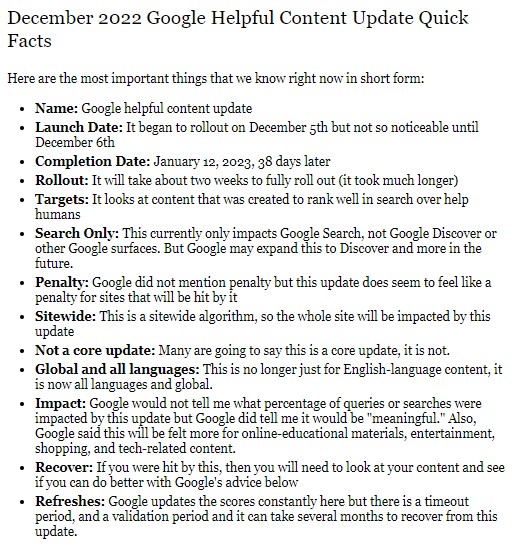 Google Helpful Content Update