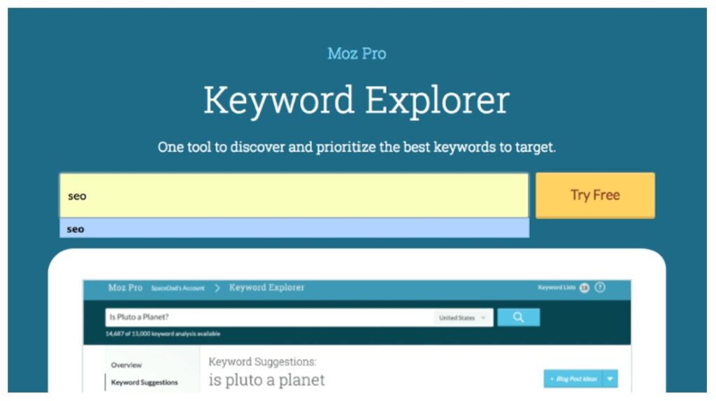 Moz Keyword Explorer