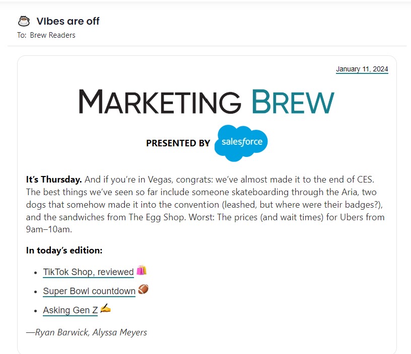 Marketing Brew Newsletter