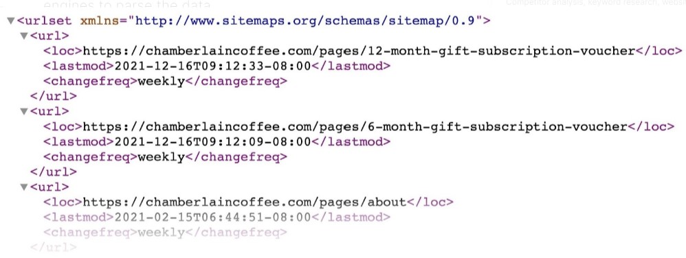 XML Sitemap Example