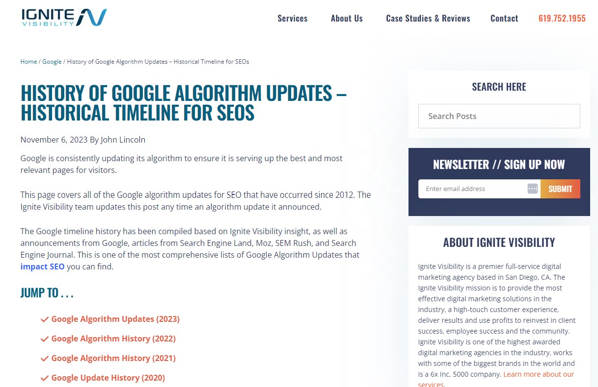 An Example of Evergreen Content - Timelines