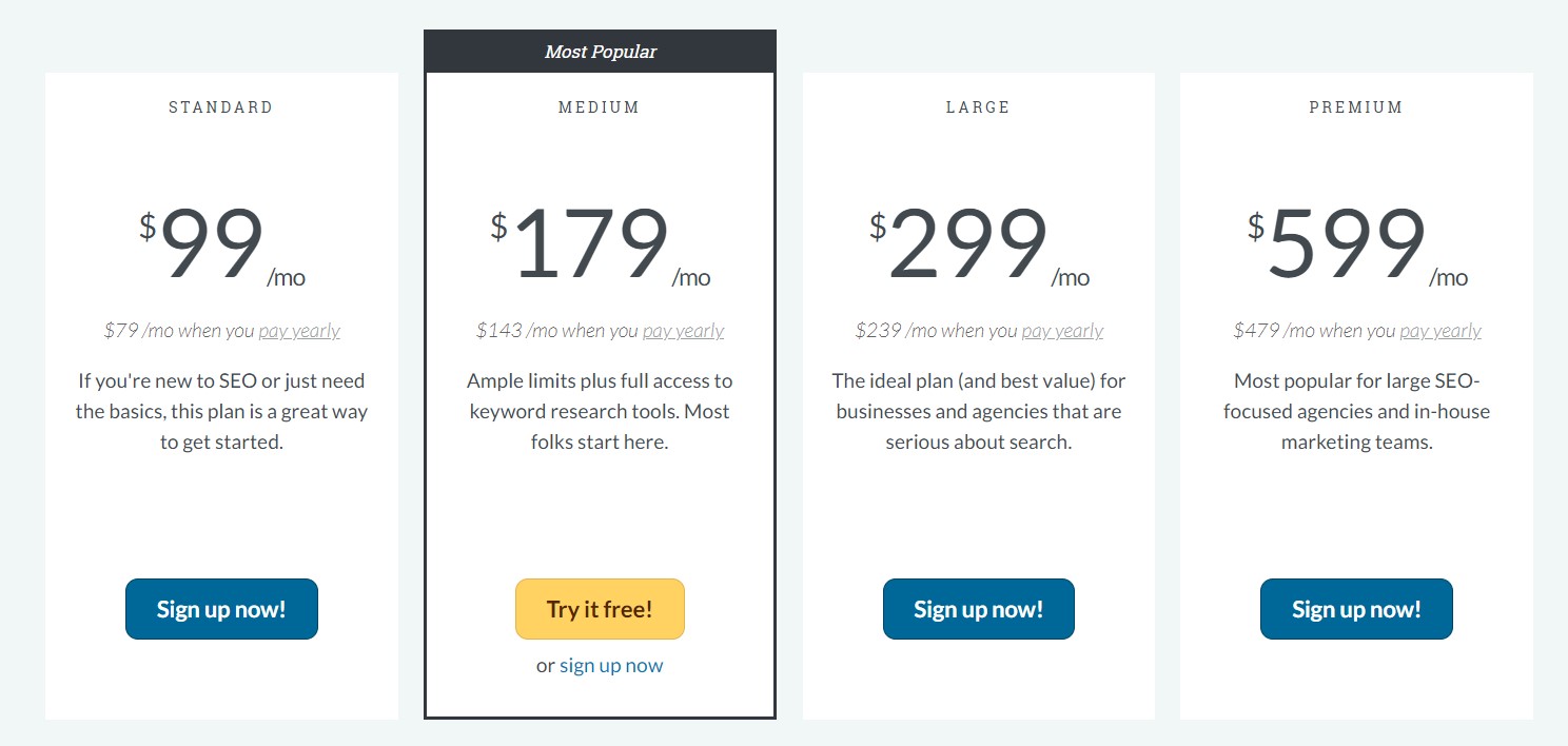 Moz Pro Pricing Plans