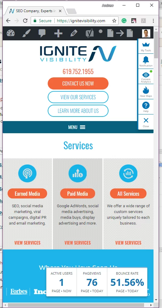 Just view your landing page on a desktop platform and shrink the window down to the size of various mobile devices.