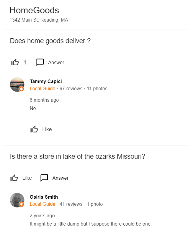 homegoods qanda