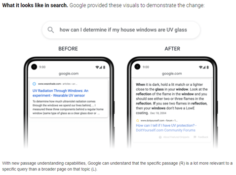 Google Passage Ranking Change