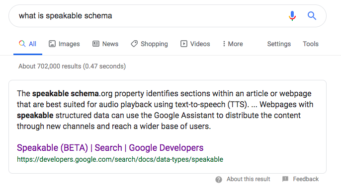 Most voice search results are pulled form the Featured Snippet