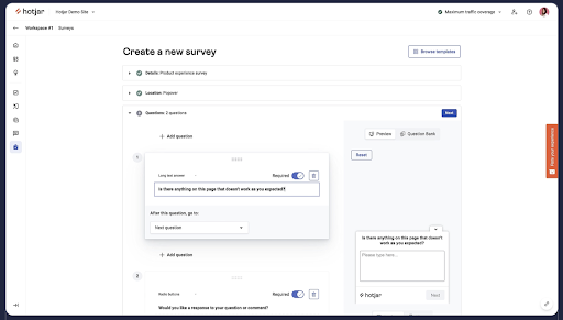 Hotjar New Survey