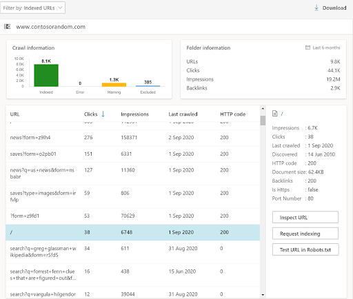 Bing Site Explorer