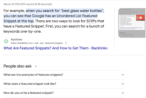 Example of a Featured Snippet on Google