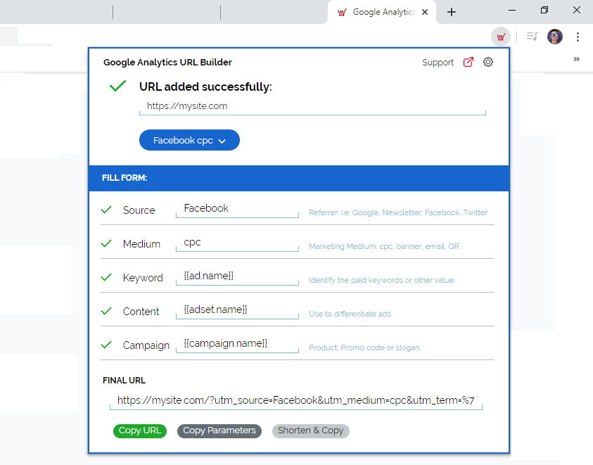 Google Chrome Extension: Analytics UTM Builder